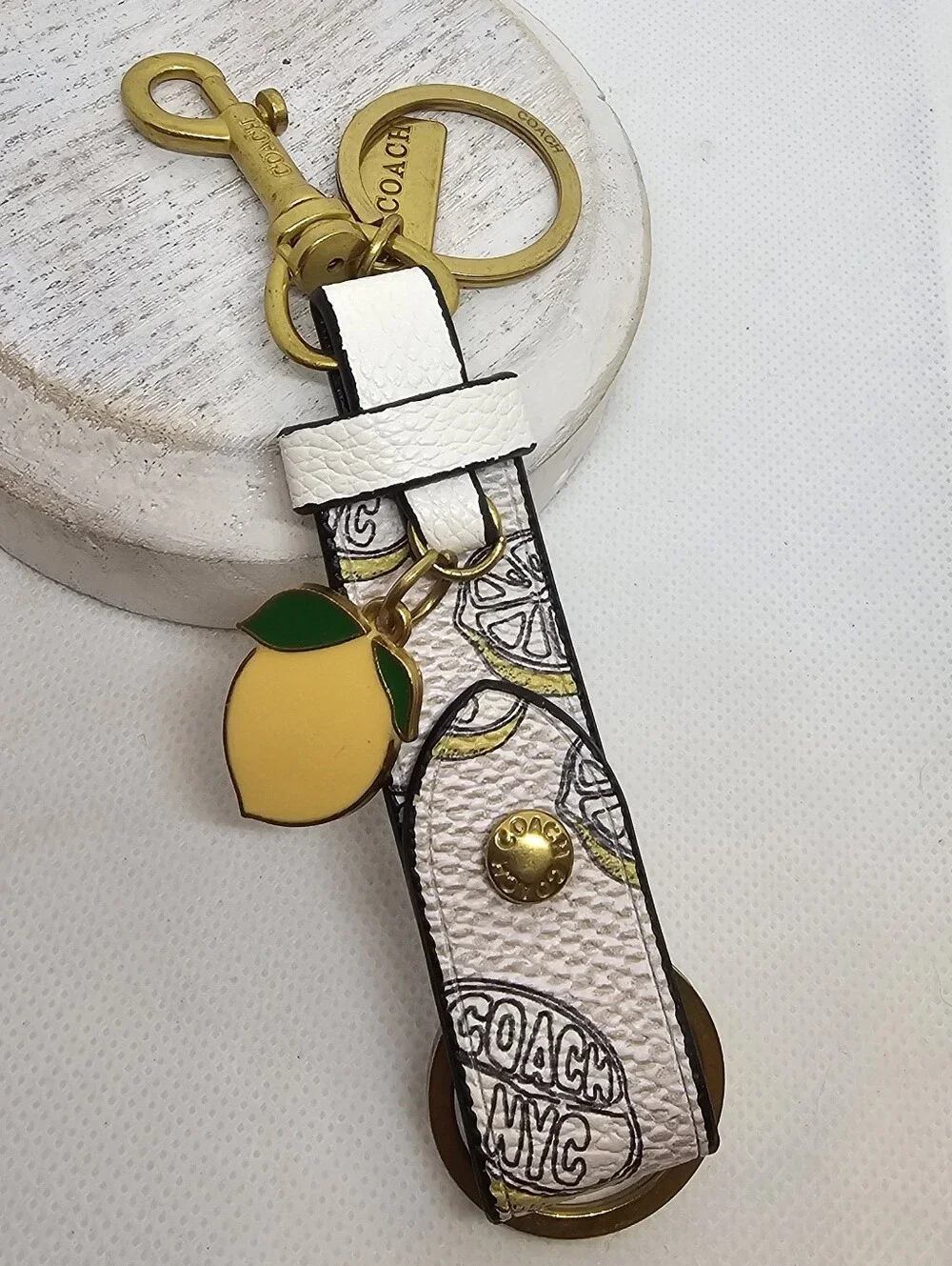 Coach Trigger Snap Lemon Bag/Key Charm